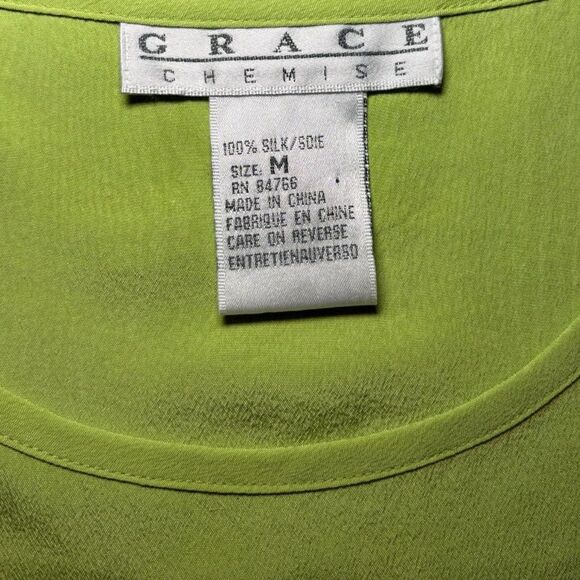 Vintage Lime Green 100% Silk Tank Top Size Medium - Picture 3 of 3